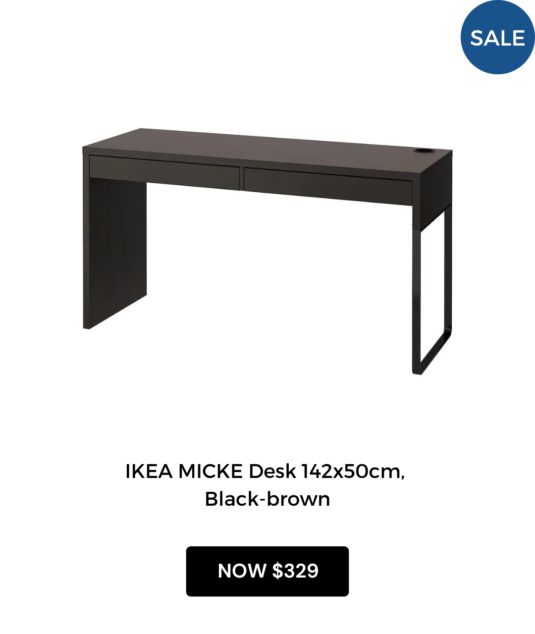 IKEA MICKE Desk 142x50cm, Black-brown